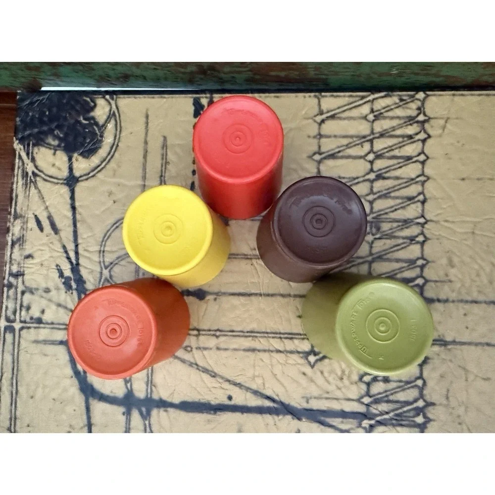 Vintage Tupperware Toys Square Plates w Cups Mini Play set Harvest Colors